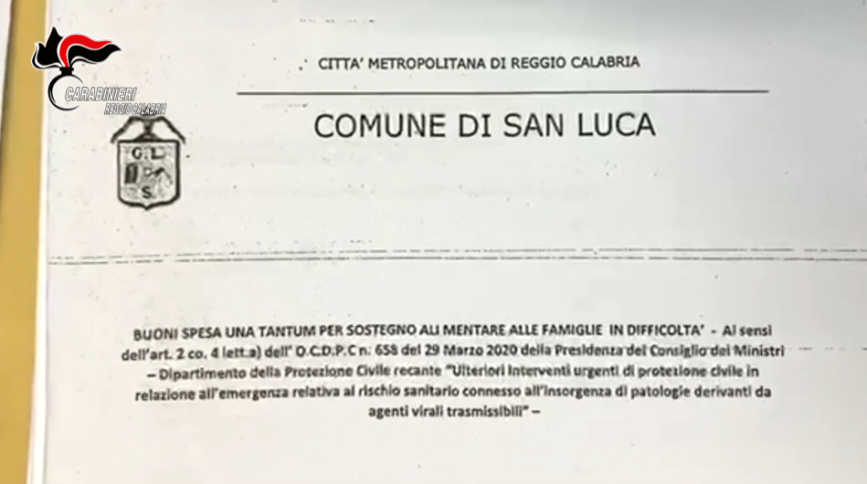 carabinieri san luca buoni spesa 'ndrangheta