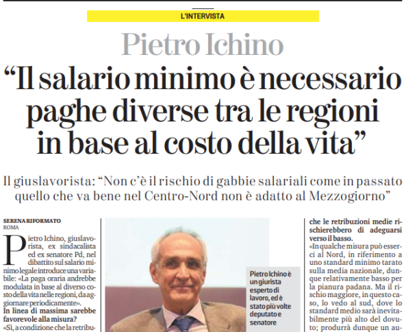 La ricetta di Ichino: «Il salario minimo va bene, ma la paga in Calabria sia più bassa che al Nord» 