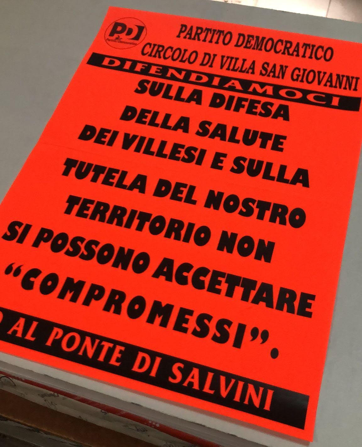 «No al ponte di Salvini». A Villa San Giovanni il manifesto del Pd